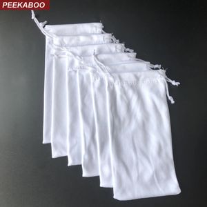 Peekaboo 100 pièces blanc personnalisé sac à lunettes nettoyage doux microfibre lunettes de soleil pochette accessoires de lunettes 240116