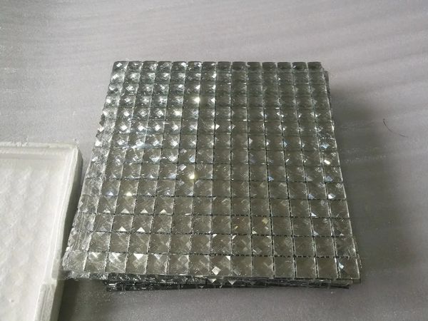 Carreau de mosaïque en verre miroir diamant brillant à 13 bords, peler et coller, carreaux muraux 3D auto-adhésifs