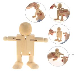 Peg Doll membres mobiles en bois Robot jouets bois poupée bricolage à la main blanc embryon marionnette pour enfants 039s peinture DWF68596010099