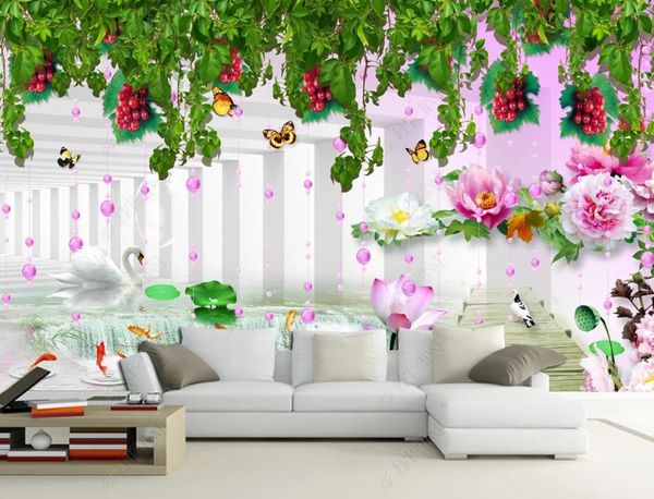 Pegatinas de Pared 3D Murals Wallpaper Sala de estar rústica Antecedente de dormitorio Mural estereoscópico