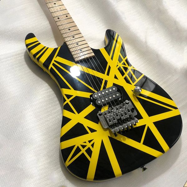 Pegs 2021 Nouvelle guitare électrique 6String, instrument de musique professionnel, bande jaune, peinture noire, instruments électroniques, livraison gratuite