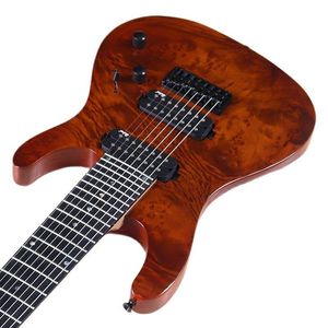 Clavijas 24 frets guitarra eléctrica 8 cuerdas instrumentos musicales de 39 pulgadas burl skin top sólido okoume cuerpo nuevo llegada