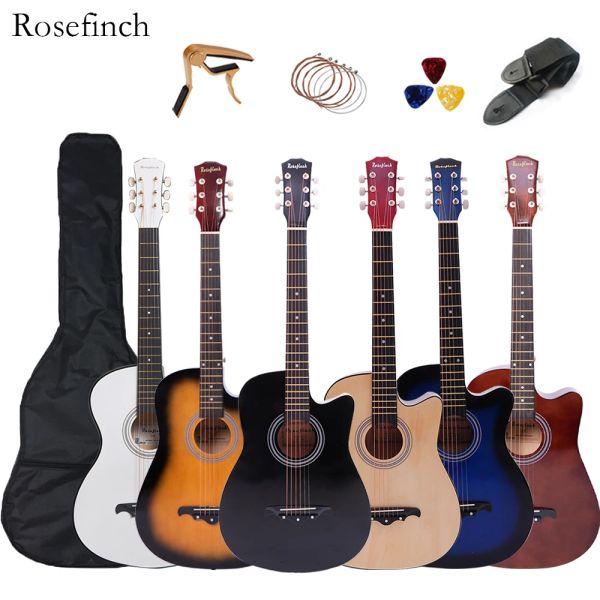 Pegs 41/38 pouces guitare acoustique pour voyager Kit pour adultes débutants avec sac de choix capo 6 cordes en acier guitarra pour adolescents AGT16