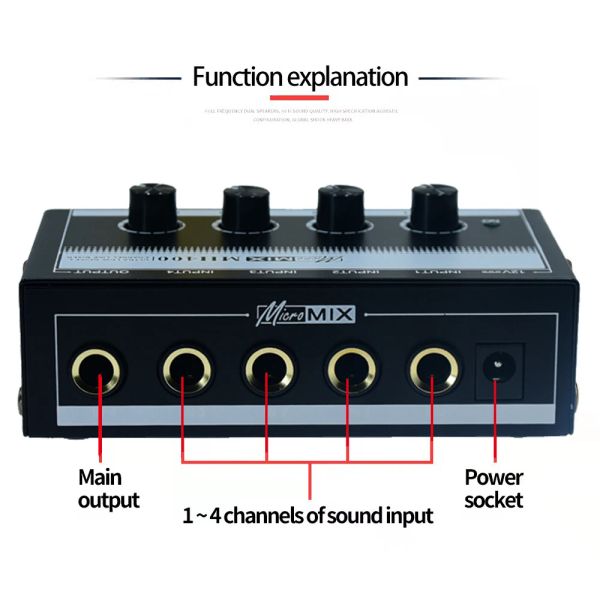 Pegs 6.35 TS 6.5 mm Jack Mono 1/4 Mic Mic Micor de sonido Amplificador de audio Lowoise para teclados Instrumentos musicales