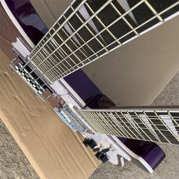 Pegs Factory Custom 12 + 4 cordes violet corps double col de guitare électrique électrique, matériel chromé, fournir un service personnalisé