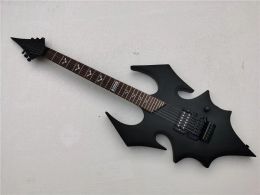 PEGS FACTORY Custom ongebruikelijke vorm Bat Body Electric Guitar met Rosewood Fletboard, Bat Inlay, Black Hardware, Aangepast