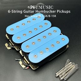 Pegs Guitar Humbucker 12 Tornillo hexagonable ajustable Bobina dual 6 string Guitar Boil División Pickup N7.5K/B15K Salida azul claro