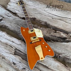 Pinnen in stock Custom Billybo Jupiter Orange Electric Guitar Cow Cactus Western Motiff Fretboard Inlay Gold Hardware Tailage Piece