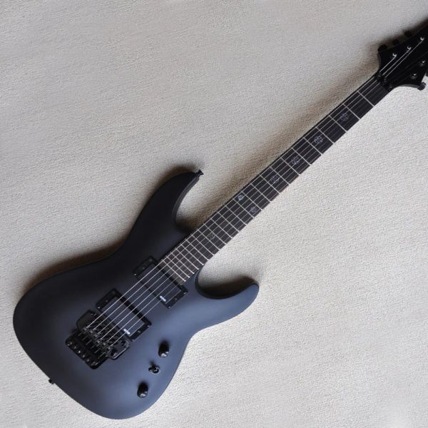 Pegs Matte Black 6 cuerdas Guitarra eléctrica con hardware negro, diapasón de palo de rosa, proporcionar un servicio personalizado