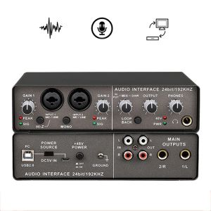 Tarjeta de sonido de interfaz de audio profesional de clavijas con monitoreo de la guitarra eléctrica El extractor de audio de grabación en vivo para el estudio cantando Q24