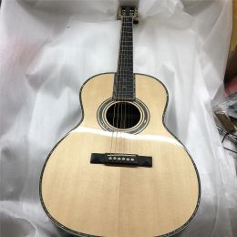 Chevaux de qualité supérieure 39 pouces Solide Spruce 000 type guitare acoustique, véritable albale ébène touche borde