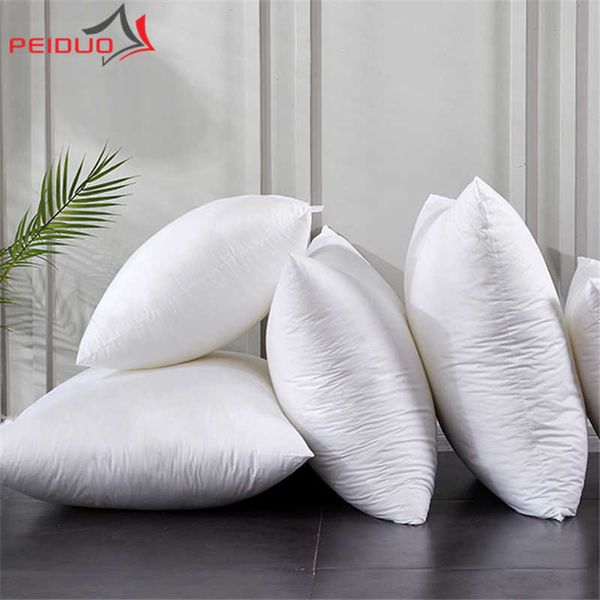 PEIDUO Coussin Blanc Moelleux Noyau 50x50 Coussins Décor À La Maison Oreillers Décoratifs Coussins De Canapé Pouf Pour Coussins De Salon 210716