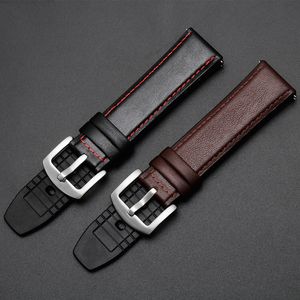 Bekijk Bands Watchband 22mm Silicone Anad Leather 2in 1 Strap Fashion Men's vervangingspolsband voor Huawei Watch Pro/GT Quick Release