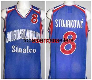 Peja Stojakovic # 8 Team Jugoslavija Yougoslavie Yougoslavo Maillot de basket-ball rétro pour hommes cousu personnalisé avec n'importe quel numéro