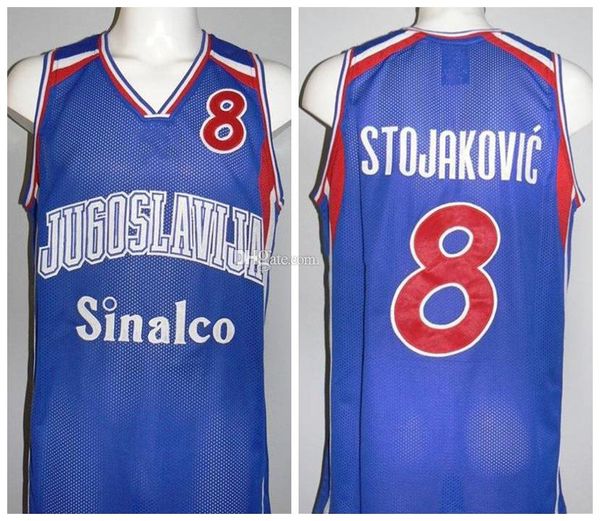 Peja Stojakovic # 8 Team Jugoslavija Yugoslavia Yugoslavo Retro Basketball Jersey Mens Ed Custom Any Number Nom Jerseys