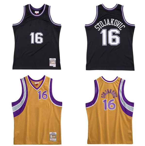 Peja Stojakovic Maillot de basket-ball personnalisé S-6XL Maillot Mitchell Ness 2001-02 05-06 Mesh Hardwoods Classics rétro noir bleu Hommes Femmes Maillots jeunesse 16