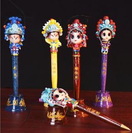 Peking Opera Character Ballpoint Pens Collectible Stationery Display Set Black Ink Creative Office Writing Supplies Party Bag Fillers
