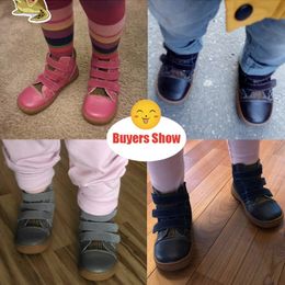 Pekny Bosa Boots Barefoot Shoes Kids Echte Leather Boy Shoes Girls 'Boots Ankle-Boots Brede Toes Soft Bottom Children Shoes