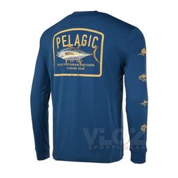 PELAGIC Gear Vissen Shirts Heren Lange Mouw Crewneck Sweatshirt Outdoor Uv-bescherming Ademende Vissen Kleding Camisa Pesca 220815