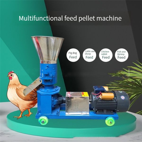 Machine à granulés Pelletizer Aliments pour animaux Pellet Making Machine Farming Granulateur de particules brûlantes avec moteur 100-150kg / H
