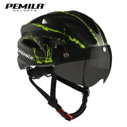 PEMILA casque de sécurité de cyclisme ultraléger casque de vélo de moto en plein air visière à lentille amovible casque de vélo de route de montagne vtt 240102