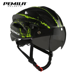 Pemila Ultralight Cycling Safety Helmet Outdoor Motorcycle Bicycle helm verwijderbare lensvisor Mountain Road MTB Bike Helmet 240516