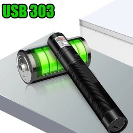 Pen Laser Pointer USB Green High Krachtige ingebouwde batterijen Laser Torch Burning Matches Tactics Zichtbare focus Rode Combinatie