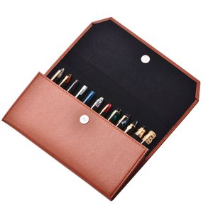 Potloodzakken 12 Bruine potloodtas Penhoes voor Fountain PU Holder Display Pouch Opslag grote capaciteit waterdichte kantoorbedrijfsstijl 230327