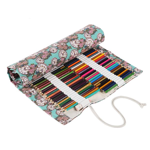 Sacs à crayons 120 168 trous toile crayon Wrap retrousser sac à crayons de couleur Gel stylo étui porte-pochette de rangement pour artiste ou étudiant 230417