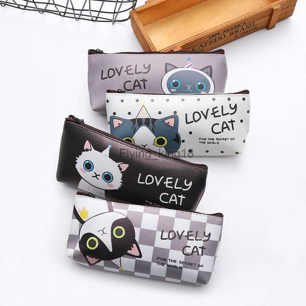 Bolsas de lápices 12 piezas Kawaii estuche de lápices impermeable encantador gato de dibujos animados bolsas de bolígrafos para niños regalo Zakka kawaii papelería estuches útiles escolares HKD230831