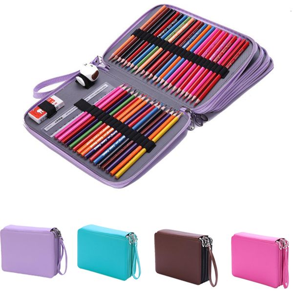 Sacs à crayons 184 trous en cuir PU école porte-crayon grande capacité sac à crayons de couleur boîte multi-fonctionnel étui à crayons pour fournitures d'art cadeau 230719