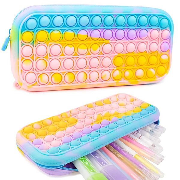 Sacs à crayons 21 couleurs étui à pousser porte-stylo à bulles Silicone jeu sensoriel antichoc eau adapté aux étudiants cadeaux