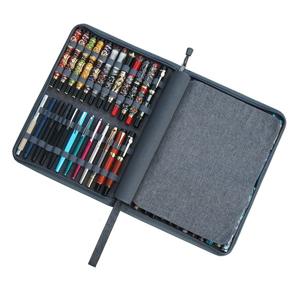 Sacs à crayons 48 emplacements gris stylo plume étui toile porte-stylo pochette d'affichage sac de rangement grande capacité étanche bureau Style d'affaires 230417