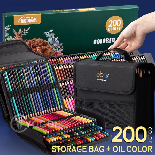 Sacs à crayons 4872120150200 Ensemble de couleurs d'huile professionnelle Dessin Dessin Crayons de couleur avec sac de rangement Colored Kids 230706