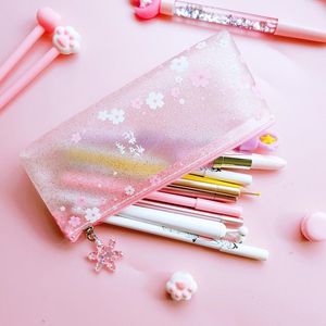 Potloodzakken Aankomst mooie PVC Cherry Blossoms Sakura Case Pouch Tas voor meisjes Gift Korea School Stationery