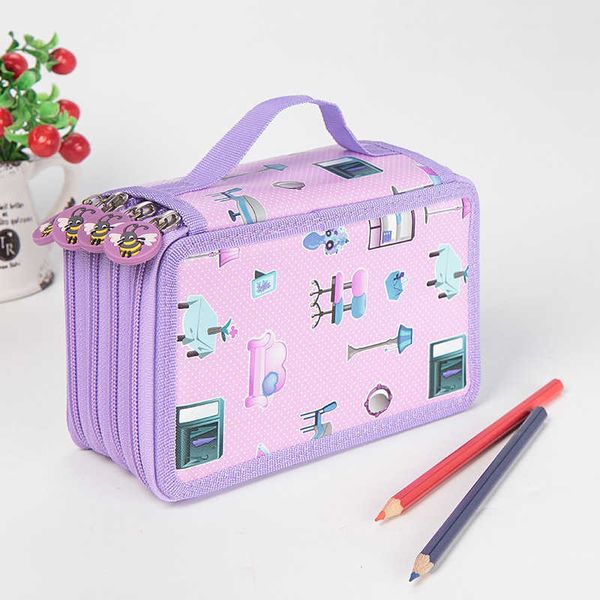 Sacs à crayons Big 364872 Trous Kawaii School Pencil Case Penal for Girls Boys Pen Box Large Storage Cartridge Bag Papeterie Kit Pencilcase J230306