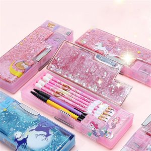 Potloodtassen Etui Eenhoorn Kawaii Estuche Trousse Drijfzand Pencilcases Box Bloem Schattig Piornik Escolar Kalemlik Koreaans briefpapier 231025