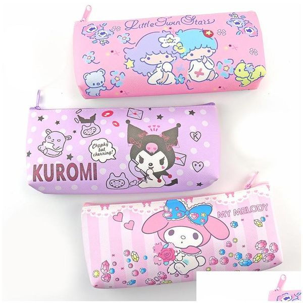 Bolsas de lápices Cinnamoroll Kuromi Melody Case Pu Impermeable Cartoon Pen Bag Garten Apertura Regalos Niños Juguetes Drop Delivery Office Sch Dhsbj