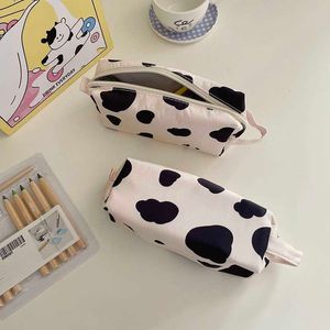 Bolsas de lápices Lindo Leche Vaca Caja de lápiz Ins Estilo Bolsa de lápiz Decoración Bolsa de almacenamiento Chica Kawaii Papelería Útiles escolares J230306