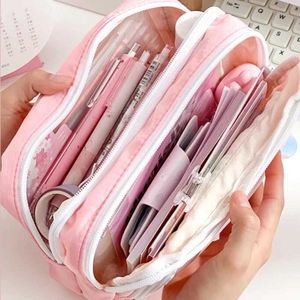 Potloodzakken meisjes grote capaciteit esthetische potloodzak School Potlood doos Potloodhouder Leuke briefpapier Simpele stijl Zipper Pencil Bag School Sprogramma's