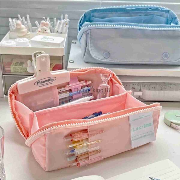 Sacs à crayons Kawaii Étuis à crayons souples Grande capacité Sac mignon Pochette Retour à l'école Holsters pour filles Papeterie coréenne HKD230831