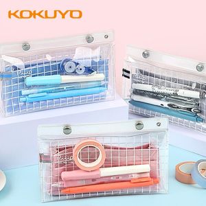 Sacs à crayons Kokuyo PIIIP Case Boucle magnétique Grande ouverture Papeterie Boîte PP Étanche Transparent Multifonctionnel