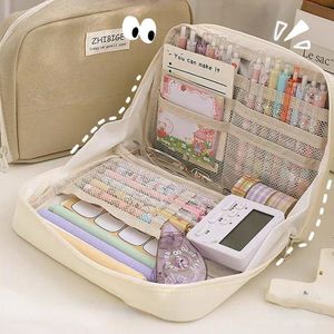 Bolsas de lápices Estuche de lápices de gran capacidad multicapa caja escolar estética Kawaii papelería estante suministros para estudiantes