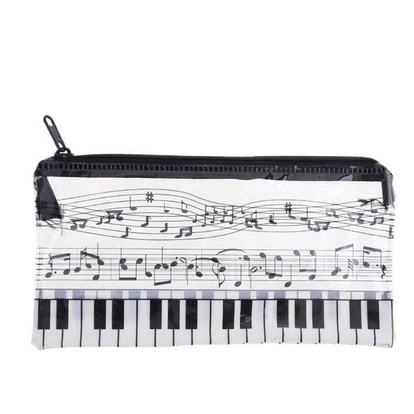 Sacs à crayons P82F MUSIQUE Remarque Piano Clavier Clavier Plastic Transparent Sac Étudiant cadeau