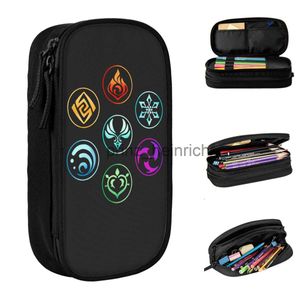 Potloodtassen Potloodtassen Genshin Impact Anime Elements Set Etui Pennenbakje Pennenhouder voor meisjes Jongens Grote opbergtas Schoolspullen Briefpapier J230806