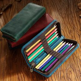Sacs à crayons Retro Leather Pen Bag Portable Case Slim Box Compact Size 787 x 3Inch Cadeau d'anniversaire pour les hommes d'affaires H8WD 230630