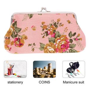 Sacs à crayons Vintage Fleur Portefeuille Lady Boucle Pochette Rose Motif Porte-Monnaie Bureau Fournitures Scolaires