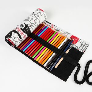 Potloodkast op 12/24/36/48 Gaten Roll gekleurd Kawaii School Supplies Student Art Pencil Cases Studenten Cute Pen Bag Box -briefpapier