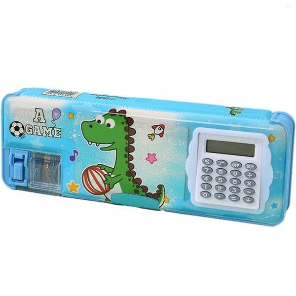 Trousse à crayons multifonction pour filles et garçons, fournitures scolaires pratiques pour adolescents, enfants avec calculatrice, motif de dinosaure, cadeau d'anniversaire