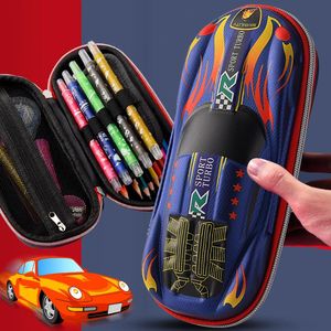 Estuches de lápices 3D Racing Car Cartoons Estuche escolar para niños Caja de papelería EVA PU Plástico Pen Boy Lindo bolso